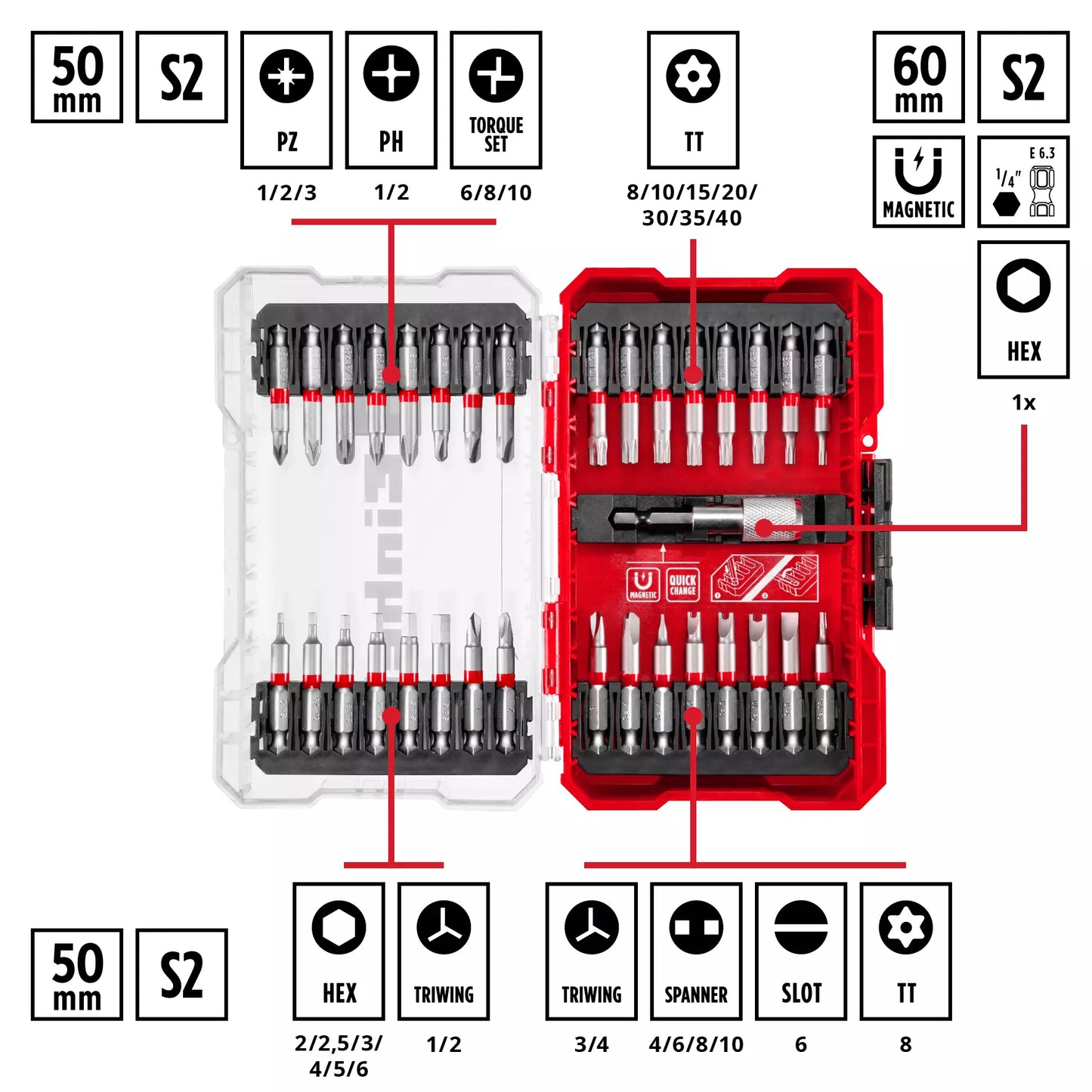 Joc de puntes llargues M-CASE LS de 33pcs Einhell 49118903