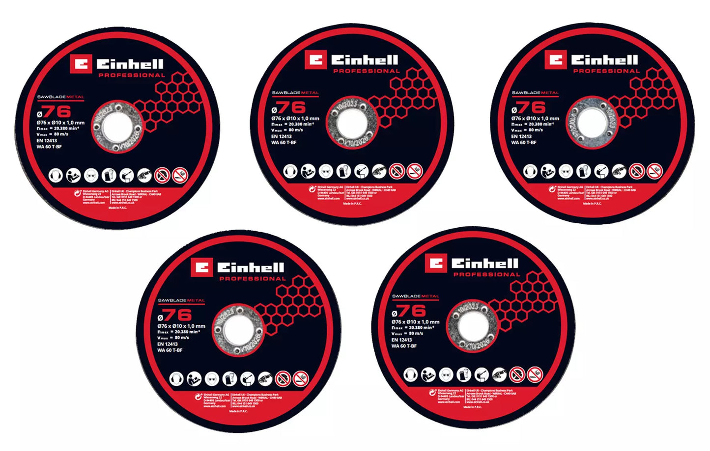 Set de 5 discos de tall de diamant de 76 mm Einhell