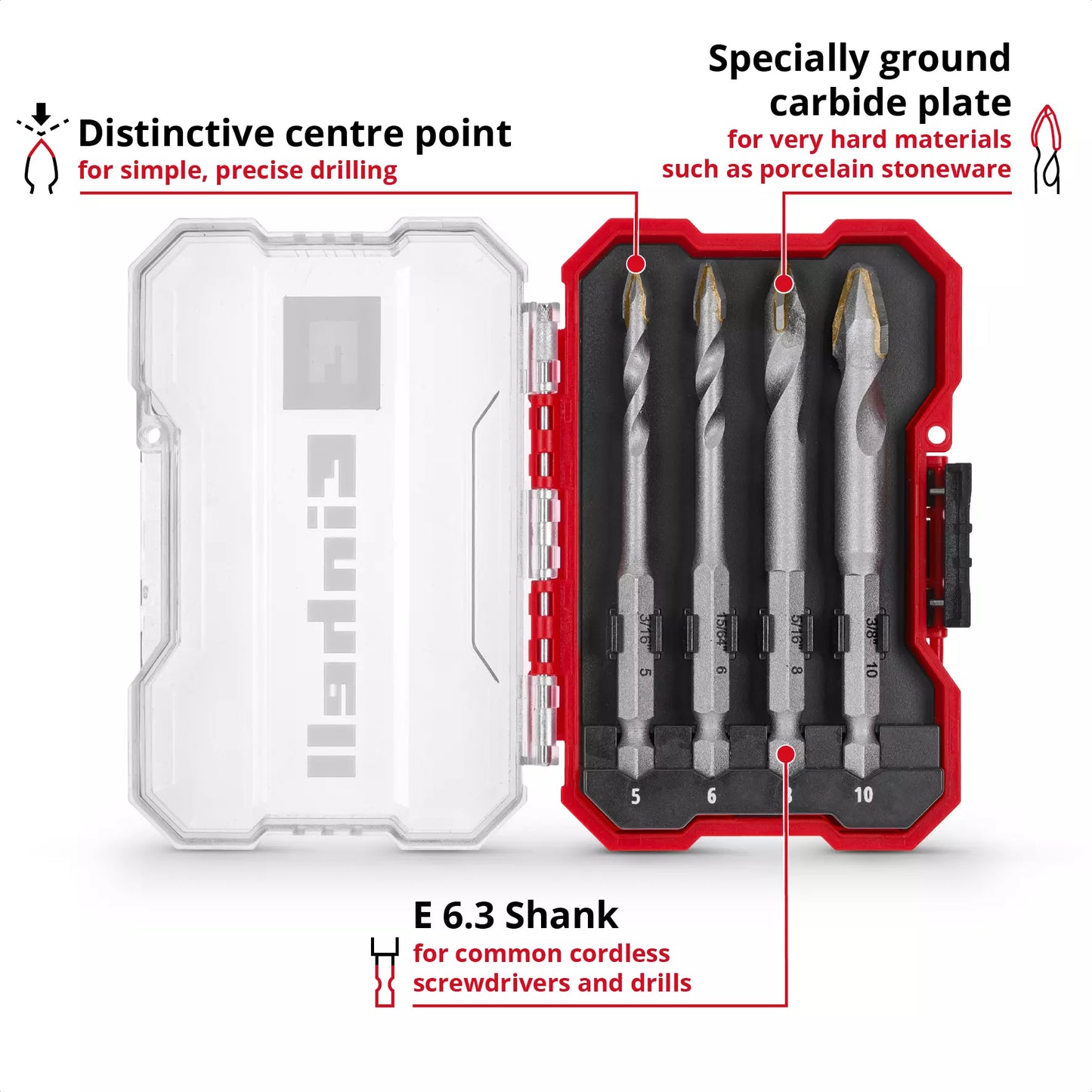 Set de broques per a gres porcel·lànic de 4pcs XS-CASE Einhell 49051404