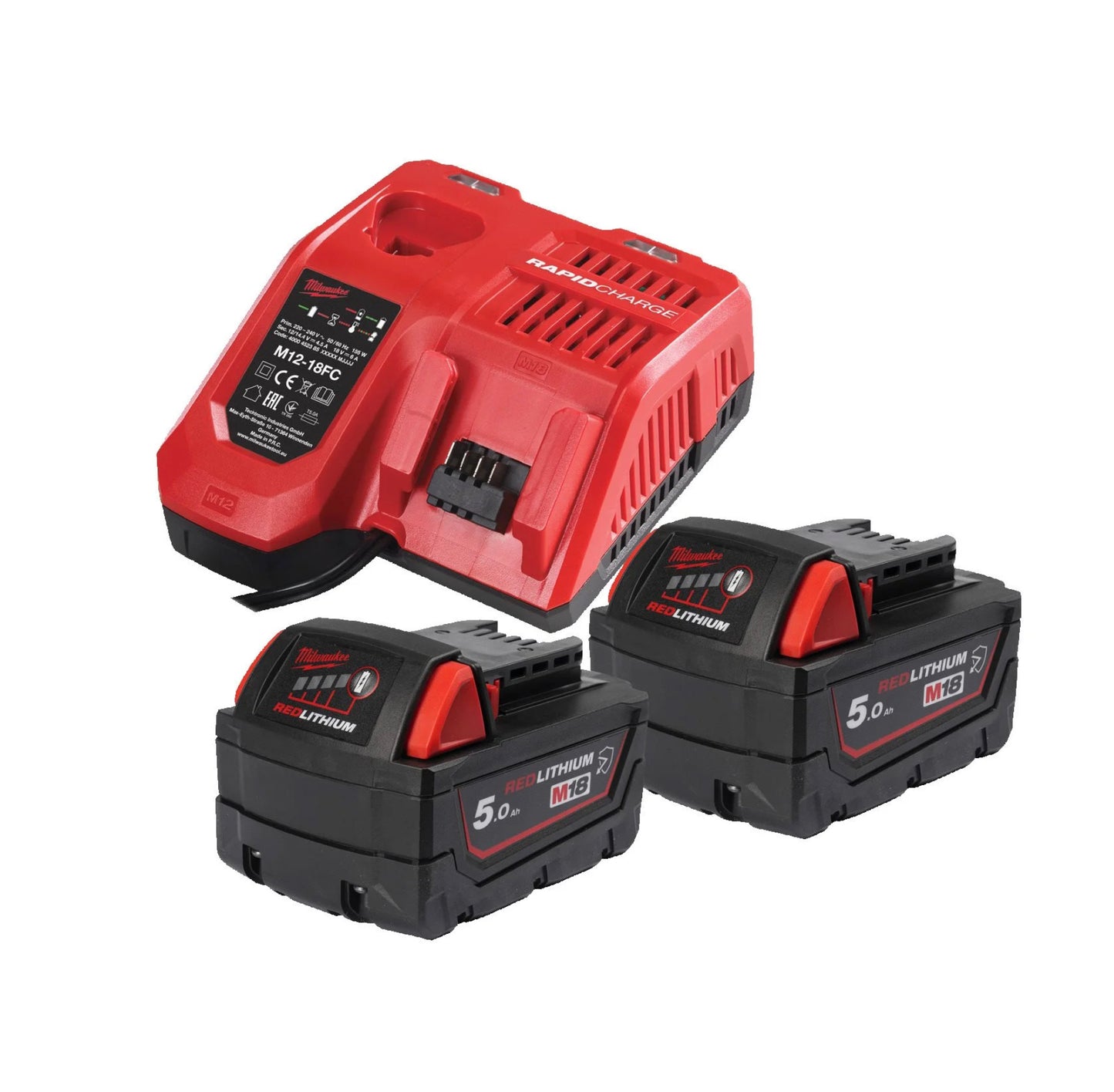 Kit de bateries de 5Ah i carregador Milwaukee M18 NRGCR-502