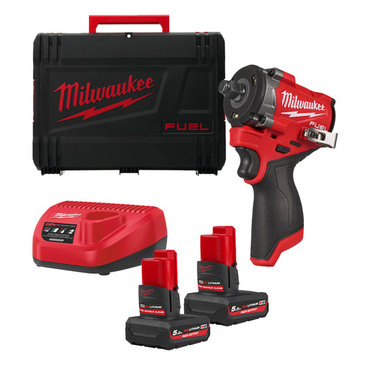 Clau d'impacte M12 + 2 bateries de 5.0Ah + carregador + maletí Milwaukee M12 FCIWF12G3-502X