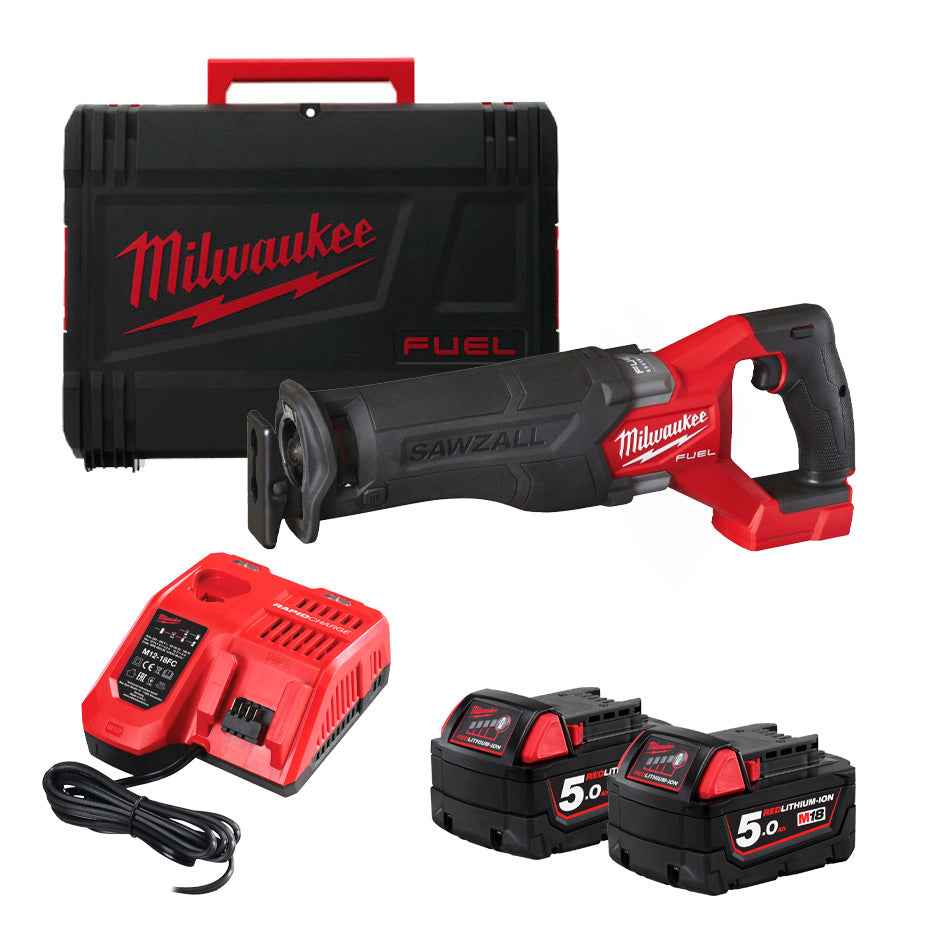 Serra de sabre M18 Fuel + 2bat 5Ah + carregador + maletí Milwaukee M18 FSZ-502X