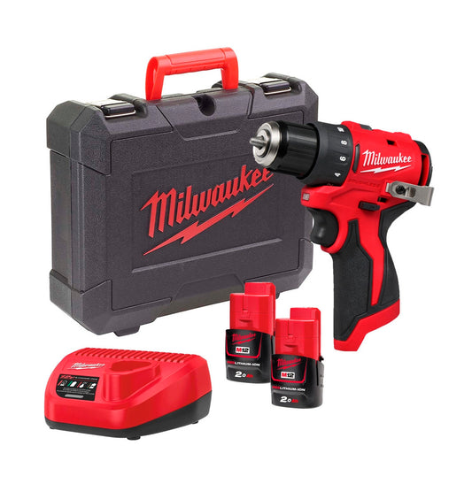 Trepant tornavís + 2 bateries de 2,0Ah + carregador + maletí Milwaukee M12 BLDDRC-202C