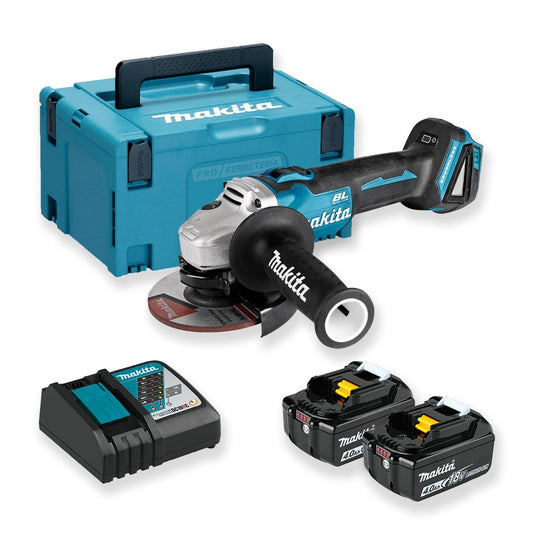 Miniesmoladora de 18V i 125mm amb 2 bateries de 4Ah i maletí Makita DGA504RMJ