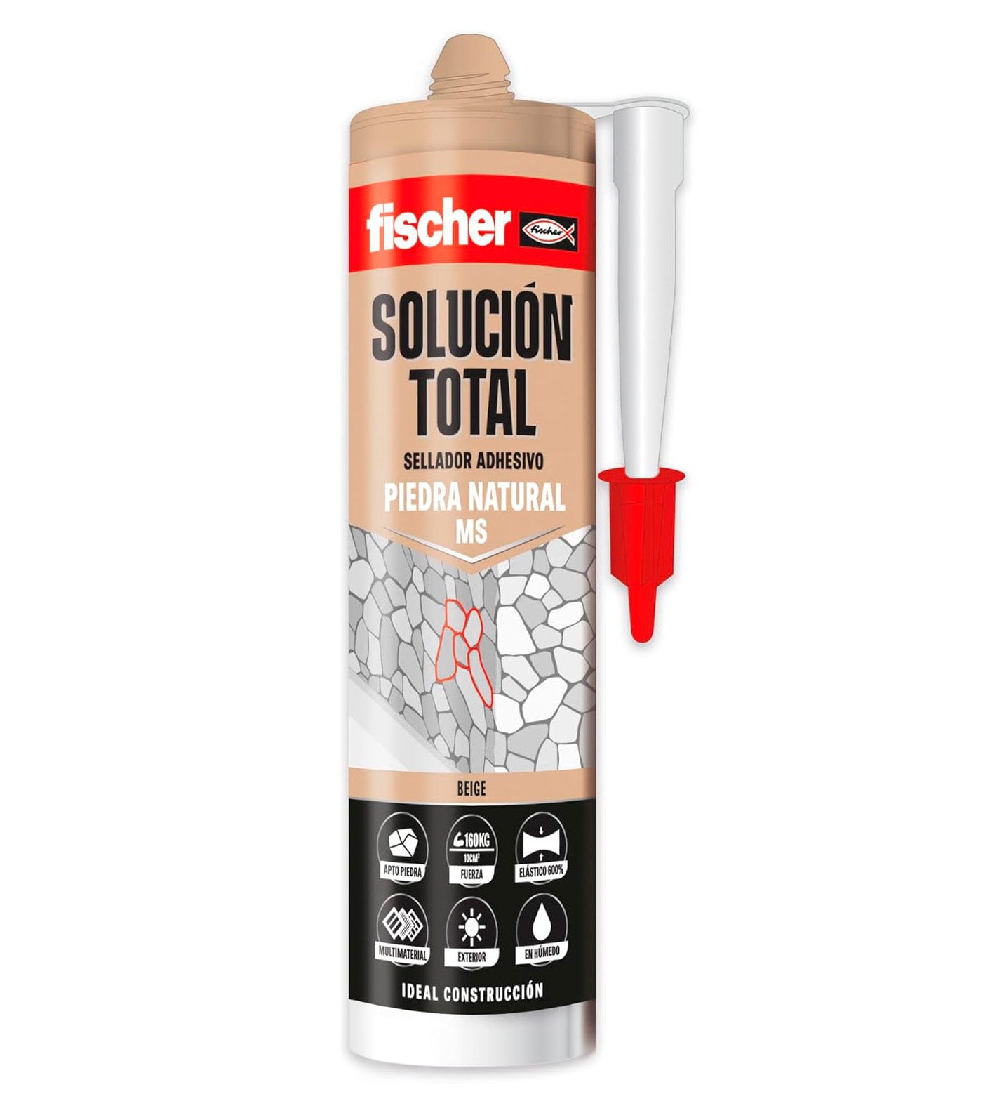 Cartutx adhesiu segellador Fischer Solució Total Pedra Natural MS 290 ml