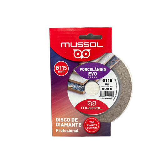 Disc de diamant per a gres porcel·lànic EVO 115 mm Mussol
