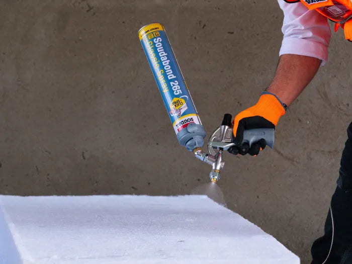 Kit de 5 pots d’adhesiu Soudabond 265 + pistola + netejador Sistema Click&Spray Soudal