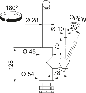 Aixeta de cuina Glenda Swivel d’acer inoxidable Franke 115.0706.985