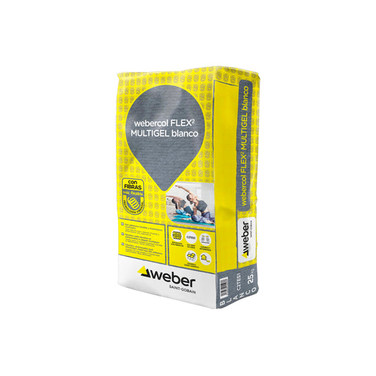 Ciment cola Flex2 Multigel blanc Weber 25 kg