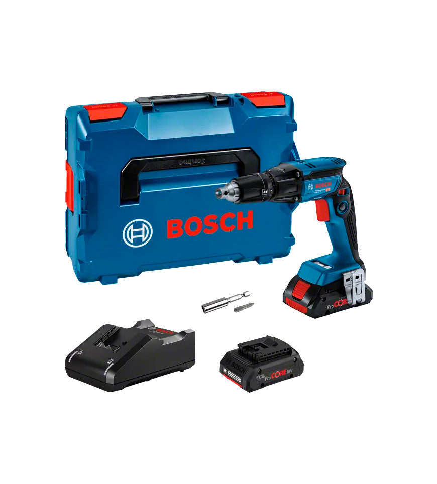 Tornavís per a plaques de guix amb bateria 18 V + 2 bateries de 4 Ah + carregador + maletí Bosch GTB 18V-45