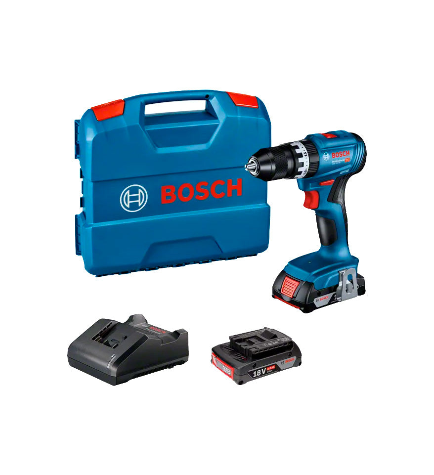 Trepant percutor amb bateria 18 V 45 Nm + 2 bateries de 2 Ah + carregador + maletí Bosch GSB 18V-45