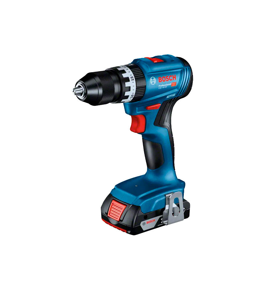 Trepant percutor amb bateria 18 V 45 Nm + 2 bateries de 2 Ah + carregador + maletí Bosch GSB 18V-45