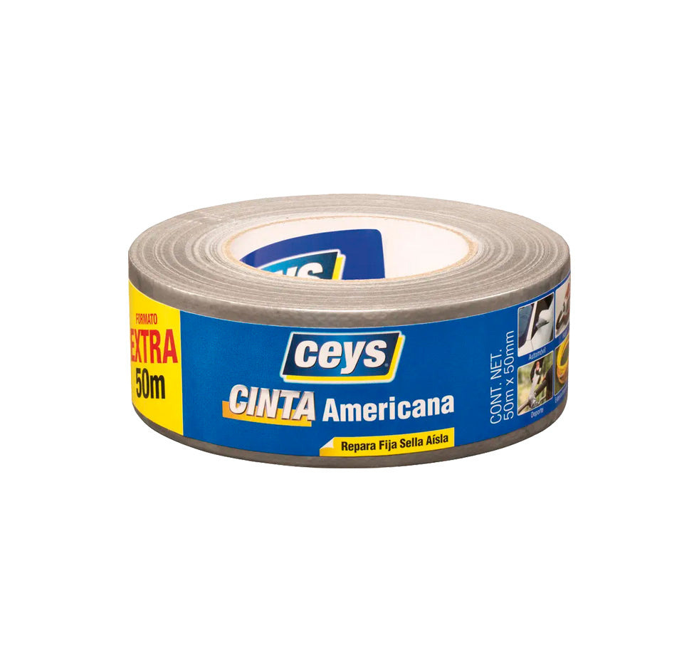 Cinta americana platejada en rotlle de 50mx50mm Ceys