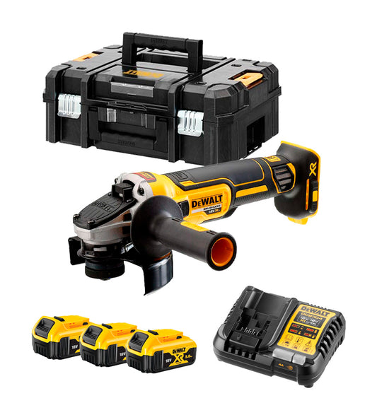 Esmoladora de 18V XR de 125mm amb 3 bateries de 5Ah + carregador + maletí Dewalt DCG405P3