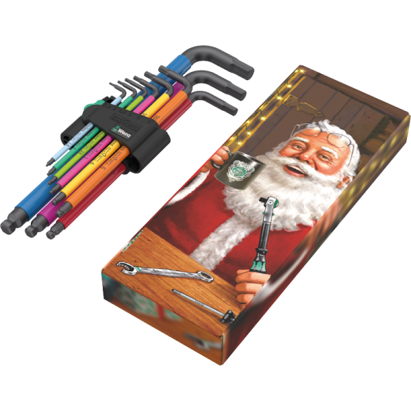 Joc de claus Allen mètriques 950/9 Hex-Plus Multicolour Wera - Edició de Nadal