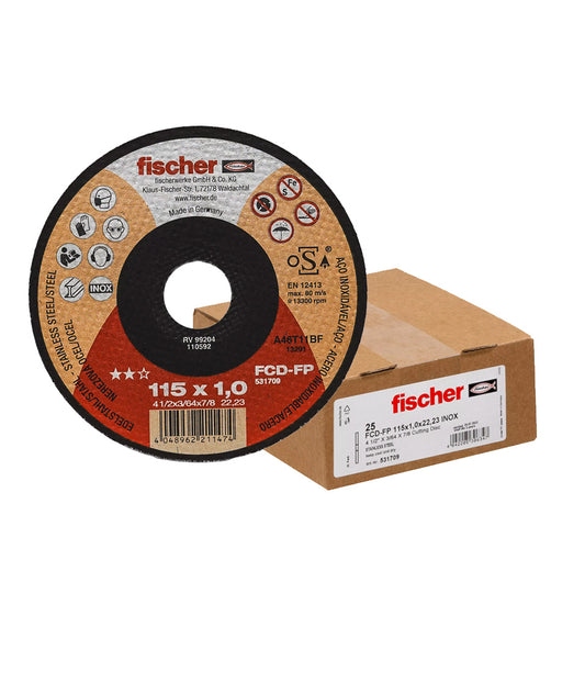 Caixa de 25 unitats de disc de tall FCD-FP 115x1x22,23 Plus Fischer