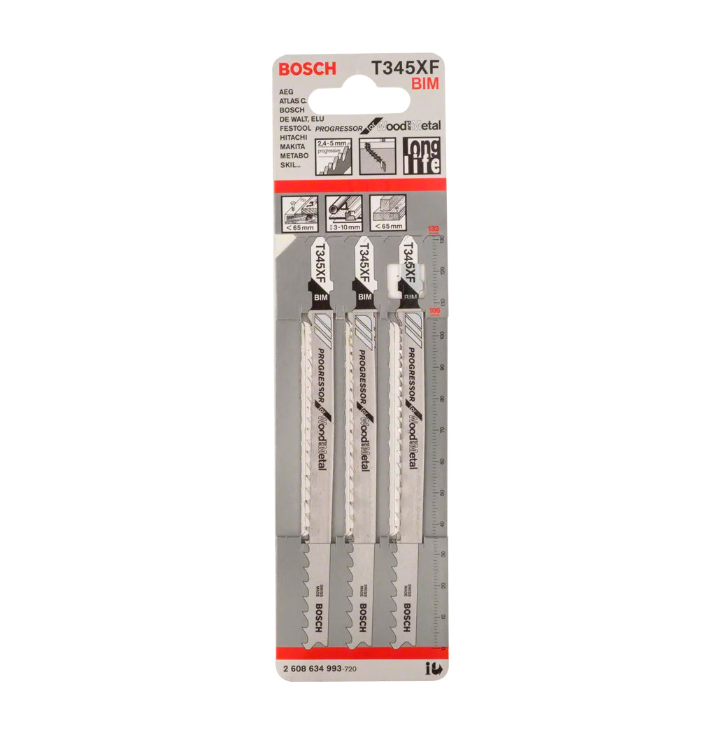 Fulla de serra de calar de 132mm T 345 XF 3uds Bosch