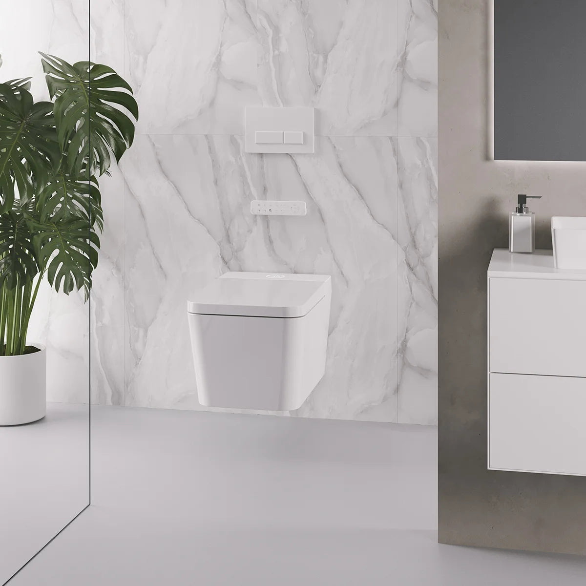 Inodor japonès amb Smart Cleaning Mizubath Isla suspès blanc