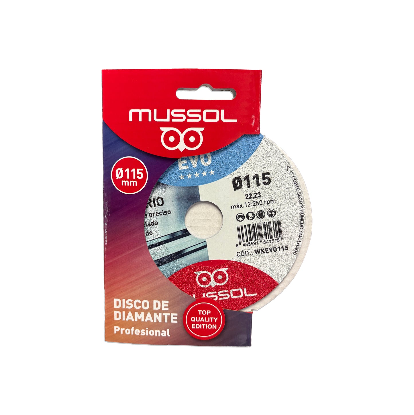 Disc de diamant per a vidre KRISTAL EVO 115 mm Mussol