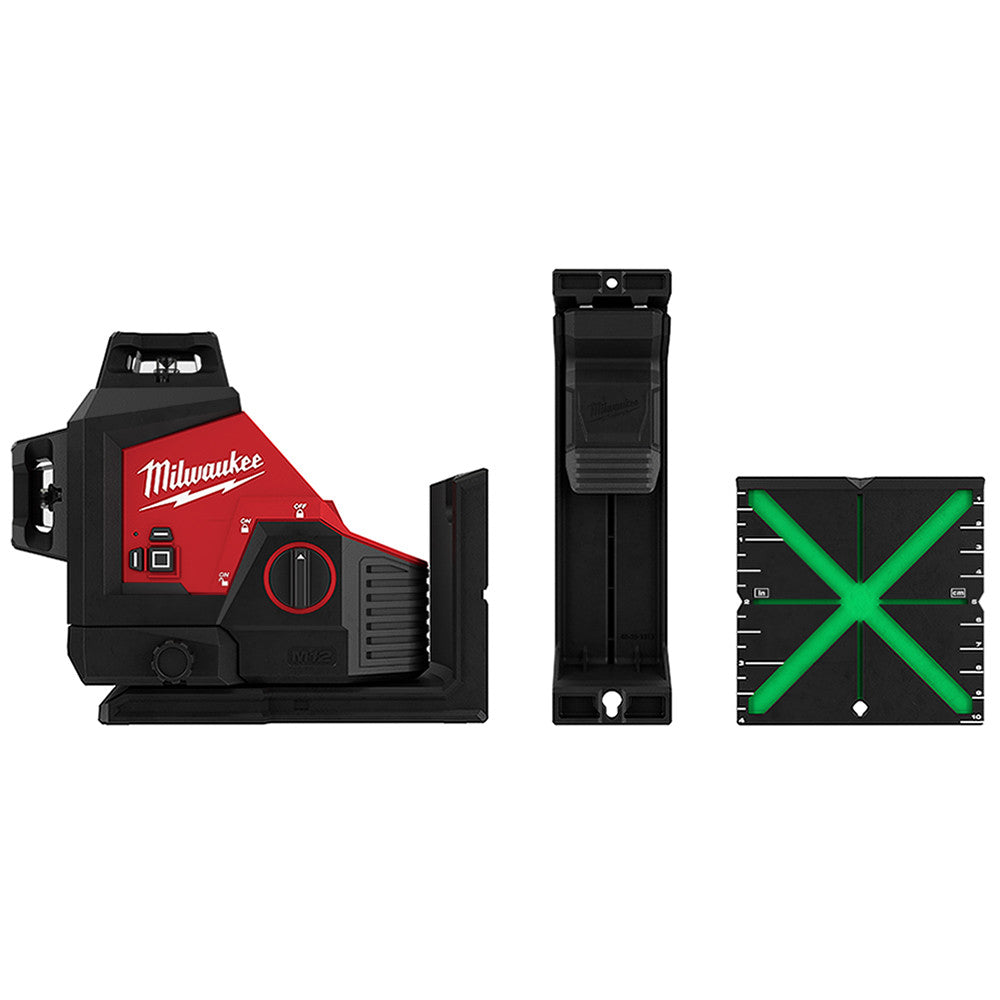 Nivell làser de 3 línies verd M12 amb bateria + carregador + maletí Milwaukee M123PL-401C