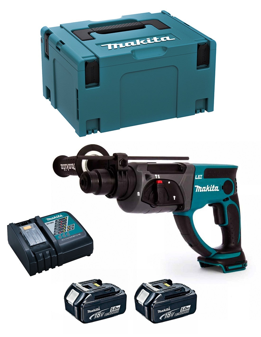 Martell lleuger de 18V i 2J amb 2 bateries + carregador + maletí Makita DHR202RTJ