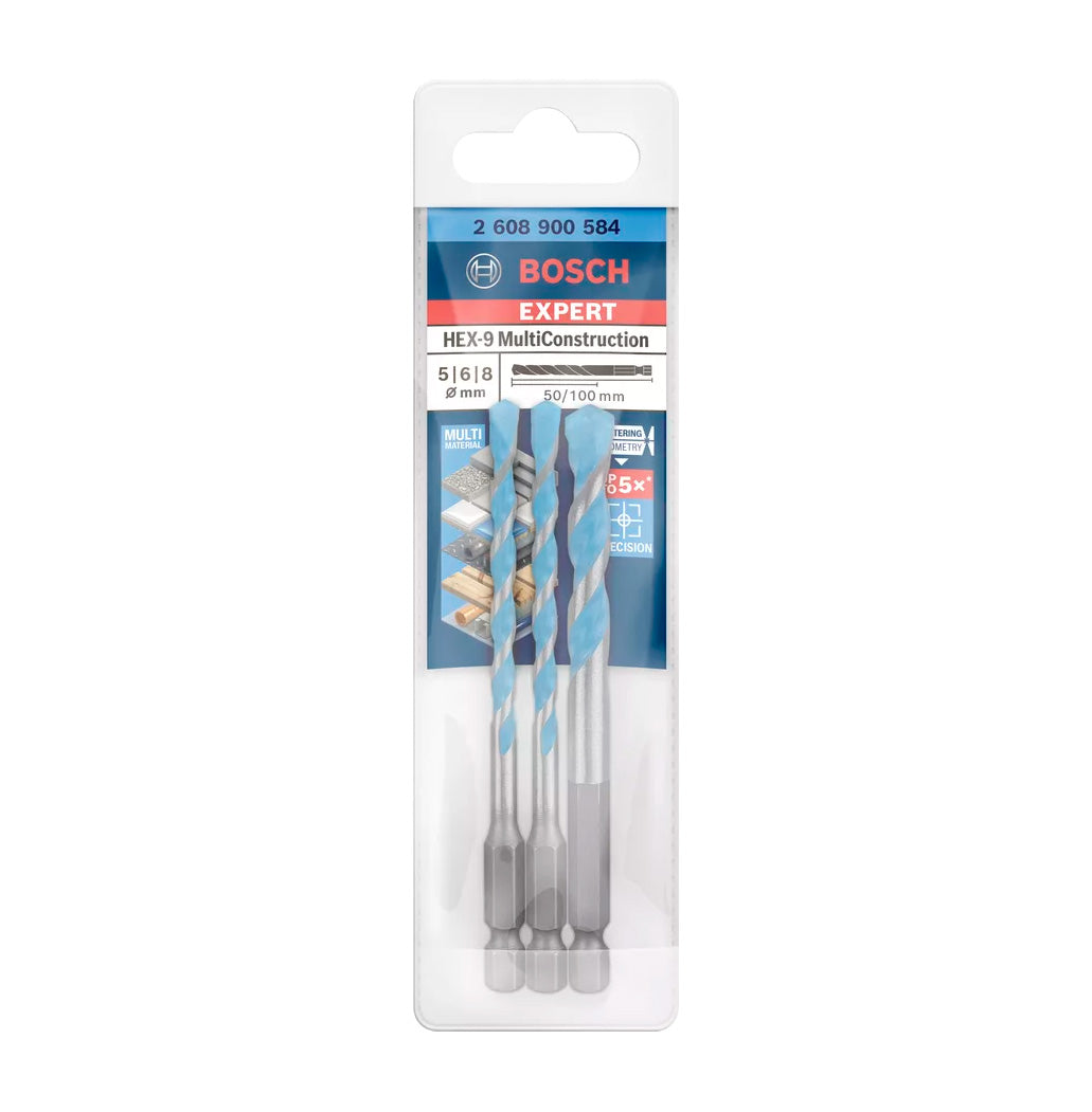 Joc de 3 broques EXPERT HEX-9 Multiconstruction 5/6/8mm Bosch