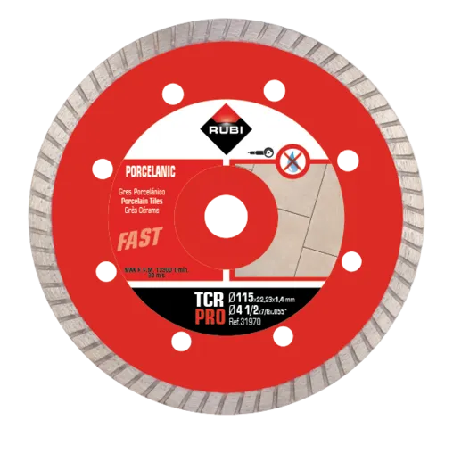 Disc de diamant per a gres porcel·lànic Turbo -TCR 115mm SUPER PRO Rubi