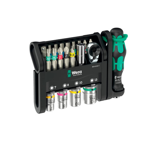 Tool-Check Modular 1 Set compacte de 21 peces amb carraca i mànec Kraftform Wera 049000